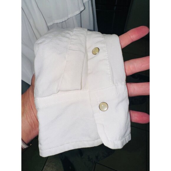 Dear John White Soft Ruffled Cottage Core Peasent Feminine L/S Large Blouse - Picture 12 of 12